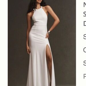 BHLDN White Halter Wedding Gown with High Side Slit